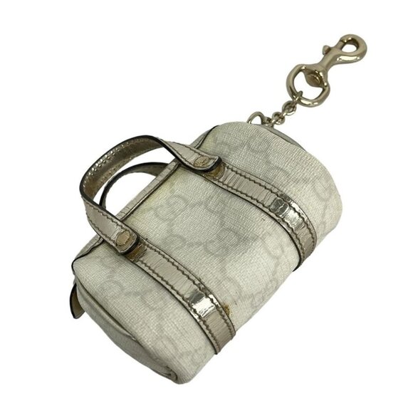 Gucci Key Holder Ivory Gold Mini Boston Leather